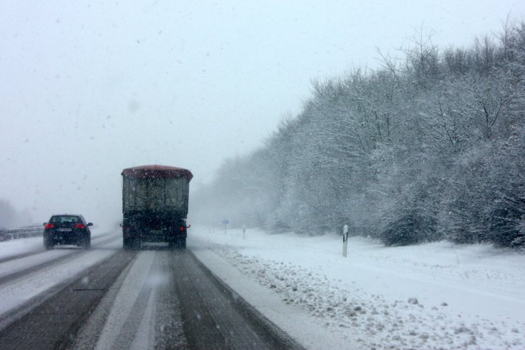 Snowy German autobahn